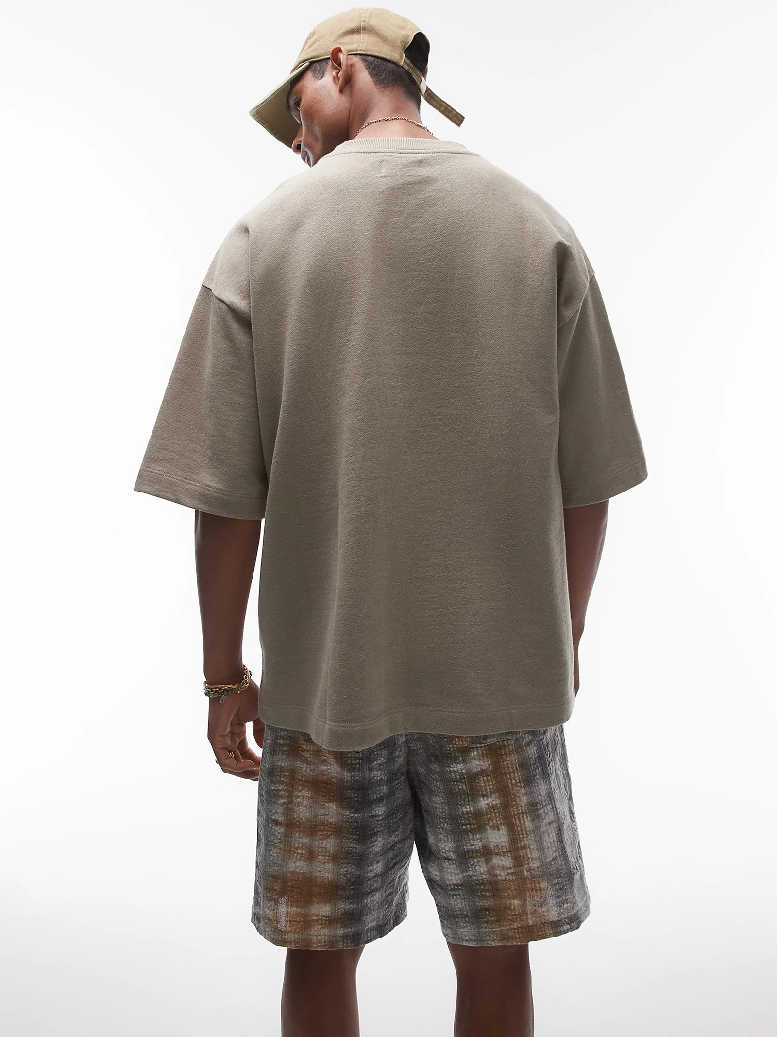 Oversized Linen Blend Short Sleeve Sweatshirt