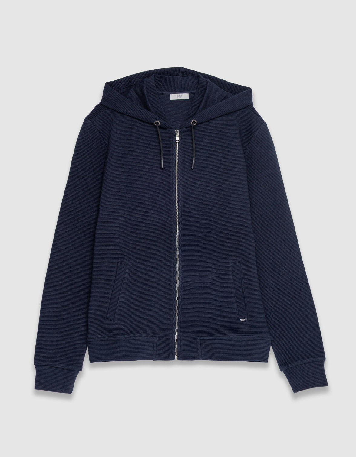 Cardigan marine coton bio maille Ottoman à capuche Homme