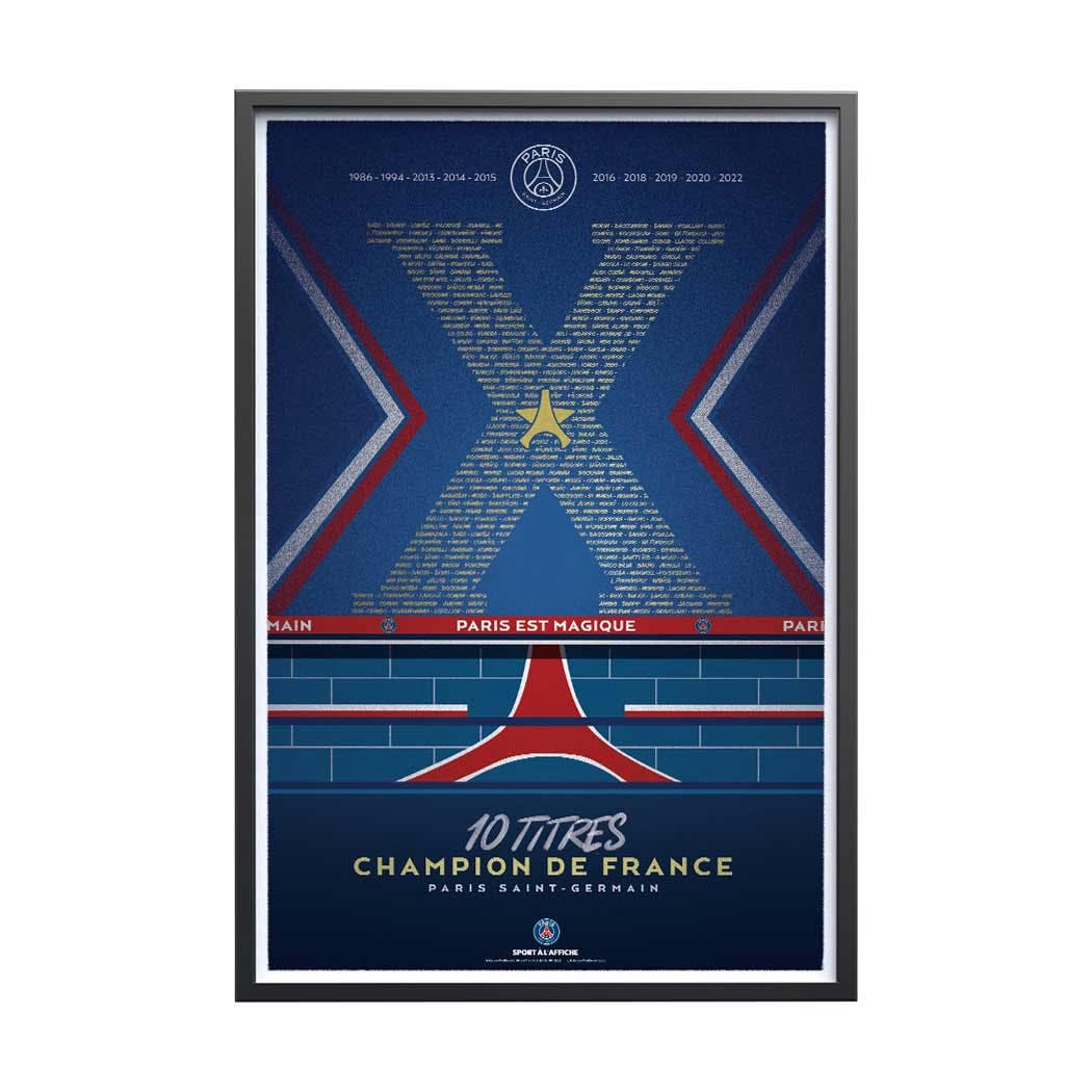 FOOT - Affiche Foot-PSG Champion de France 2022  40 x 60 cm