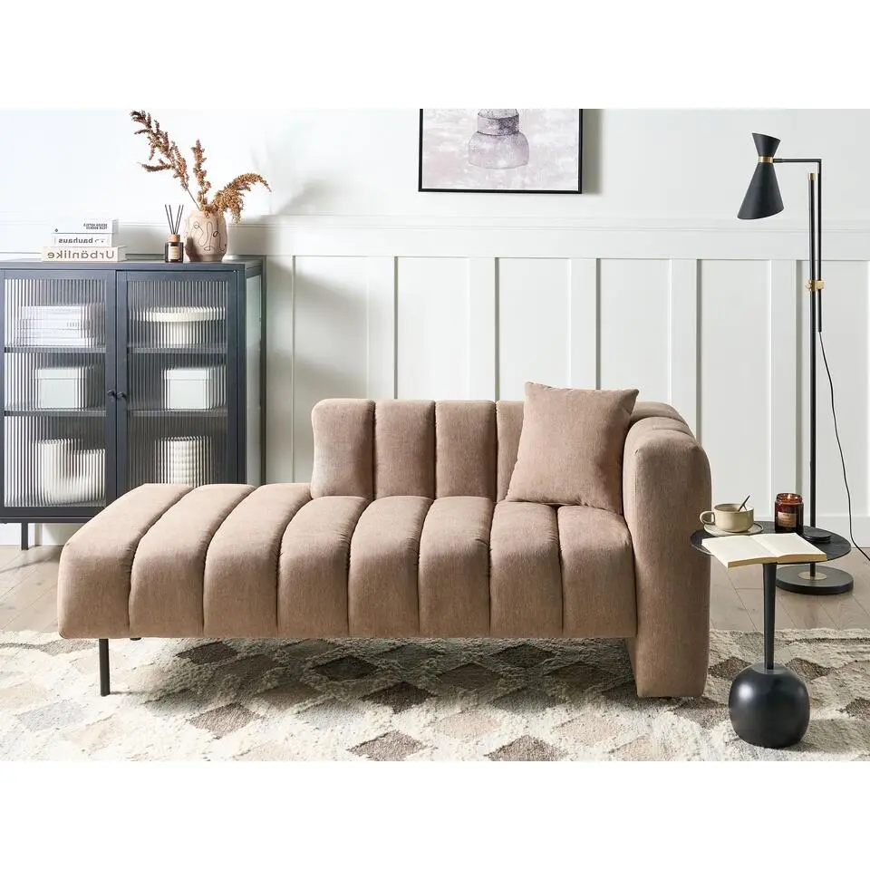 LANNILS - Chaise longue - Lichtbruin - Rechtszijdig - Polyester