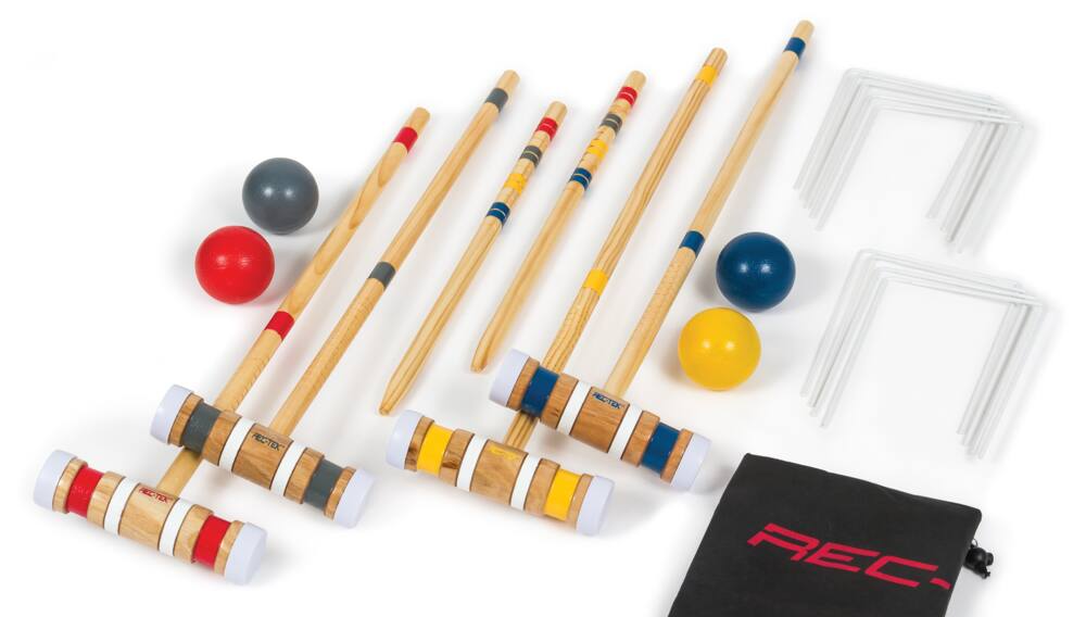Rec-Tek Outdoor 4-Player Croquet Set, 19-pc, with Carry Bag, All Ages