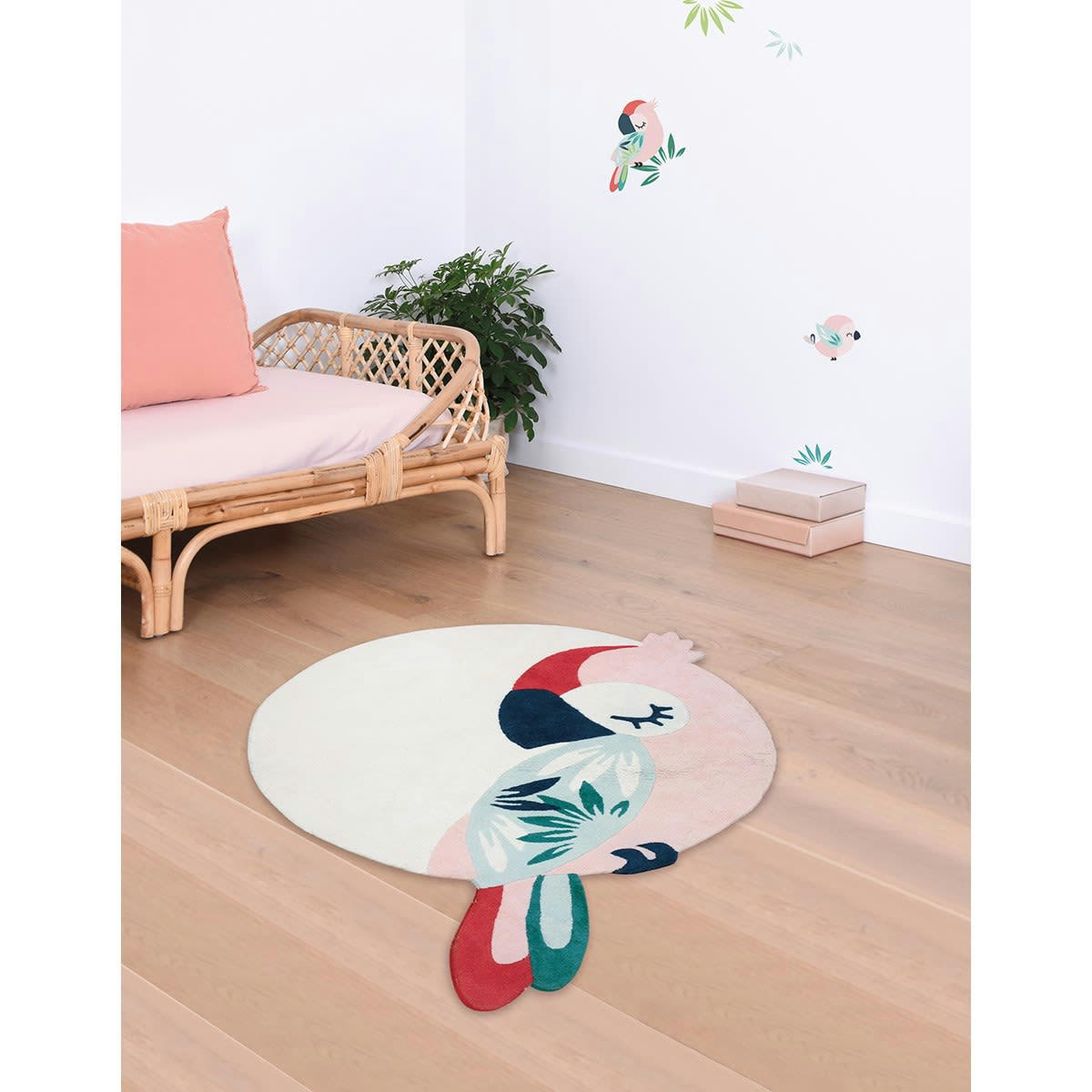 TROPICA - Tapis perroquet en Coton Beige