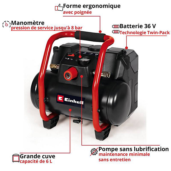 Einhell Compresseur sans fil TE-AC 36/150 Li OF-Solo