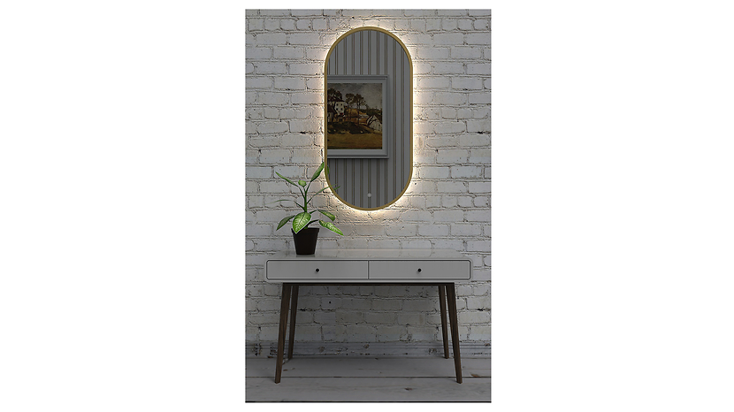 Lustrołazienkowe ścienne owalne LED 60x125 cm bez piaskowania z włącznikiem złote