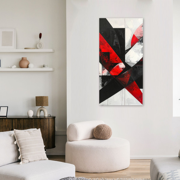 Obraz do salonu biura kuchni, Abstrakcja Geometryczna Czerwony 40x80
