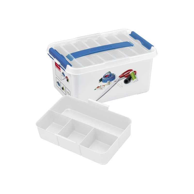 Boîte à coudre Q-Line blanc et bleu 6 L SUNWARE