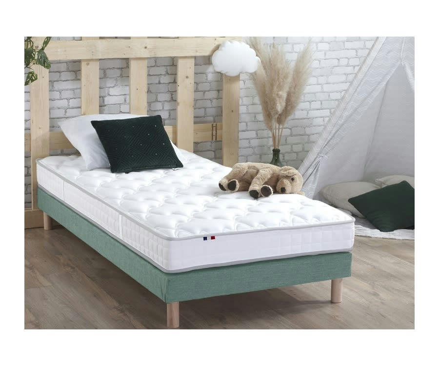 ENSEMBLE CIRRUS - Ensemble matelas mousse sommier vert 90x190