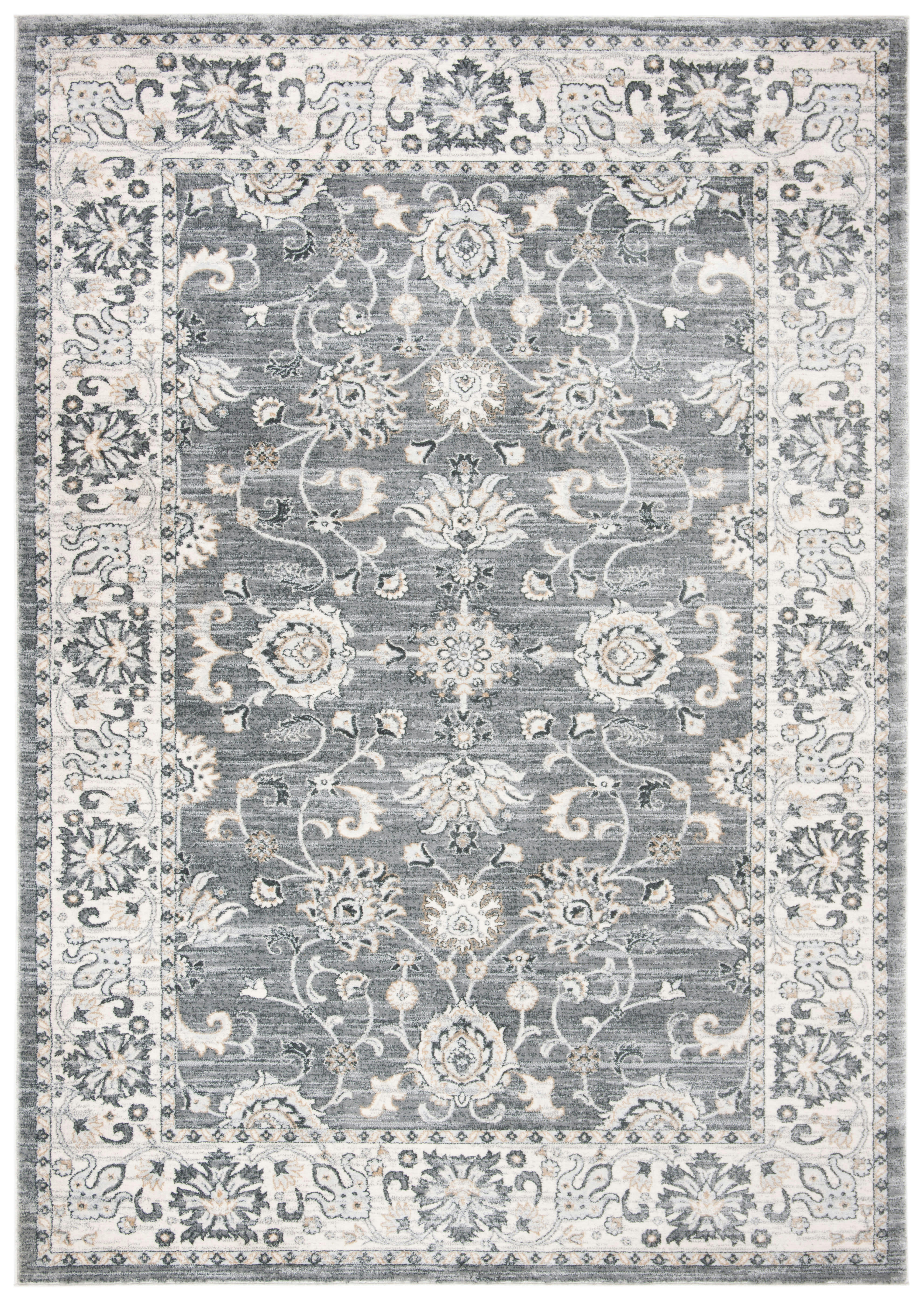 ISABELLA - Tapis de salon interieur en gris & crème, 91 x 152 cm