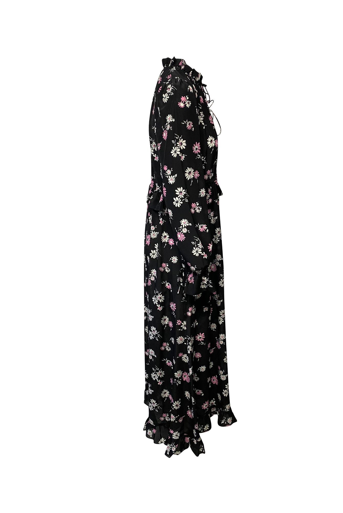 Les Reveries Preloved Tie-front Maxi Dress in Floral Print Silk