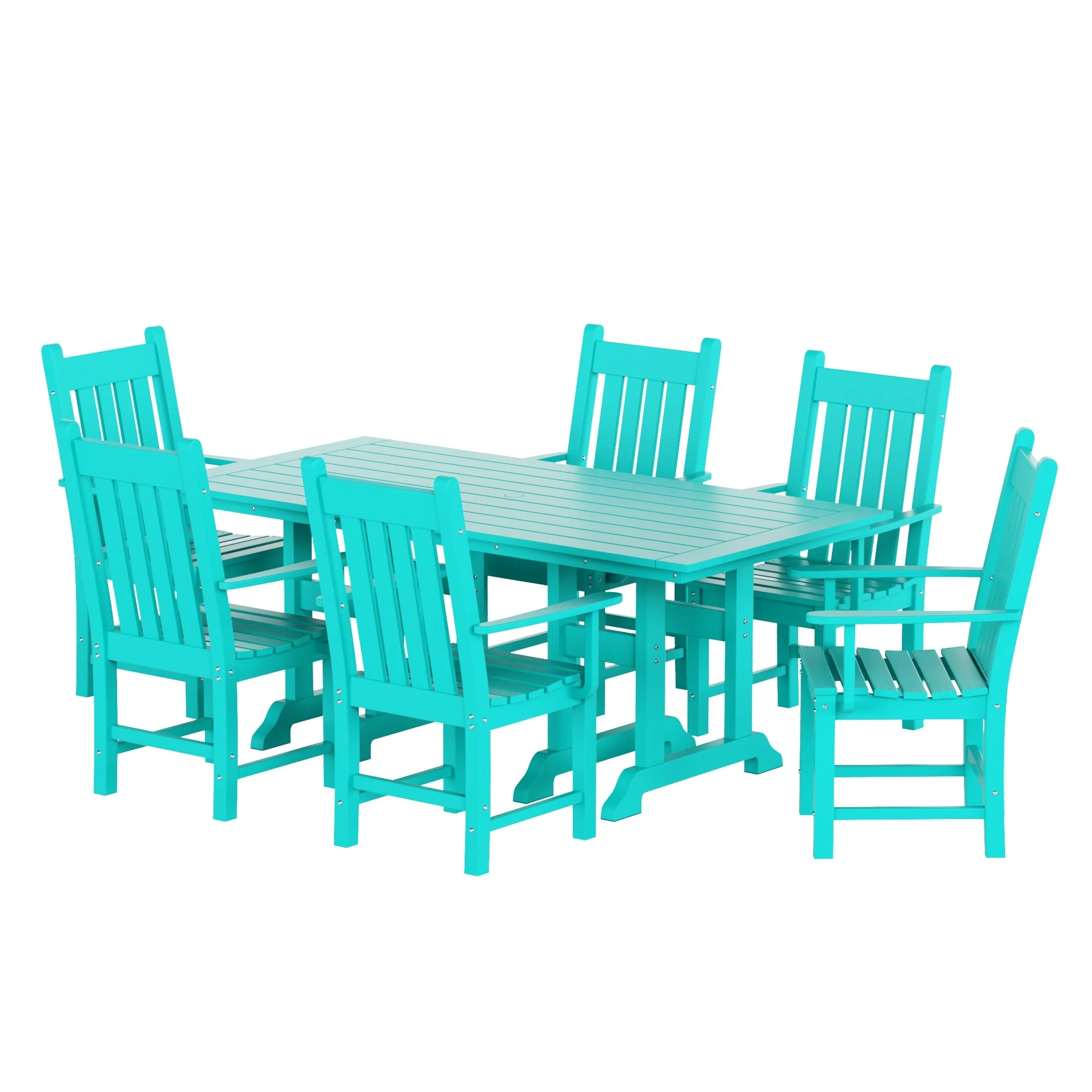 Polytrends Laguna Hdpe All Weather Outdoor Patio Dining Set with Rectangle Table, Arm Chairs (7-Piece Set)