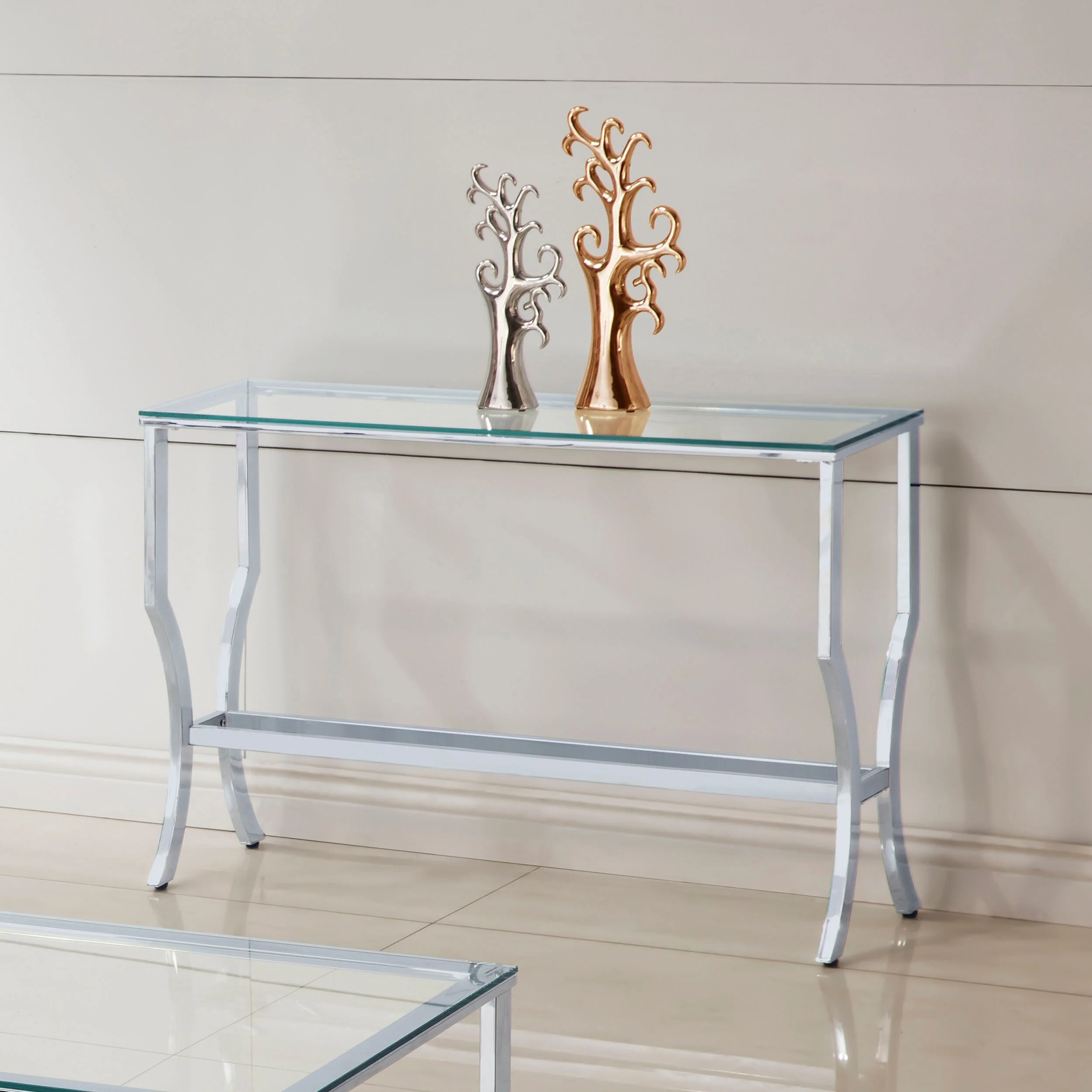 Saide Rectangular Glass Top Entryway Console Table Chrome