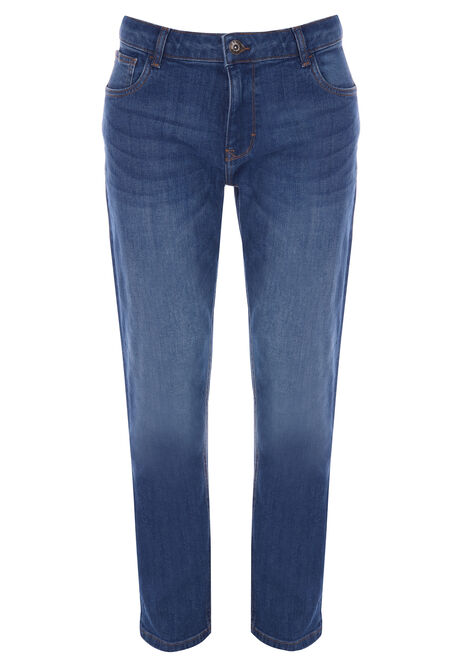 Mens Mid Blue Ollie Straight Leg Jeans