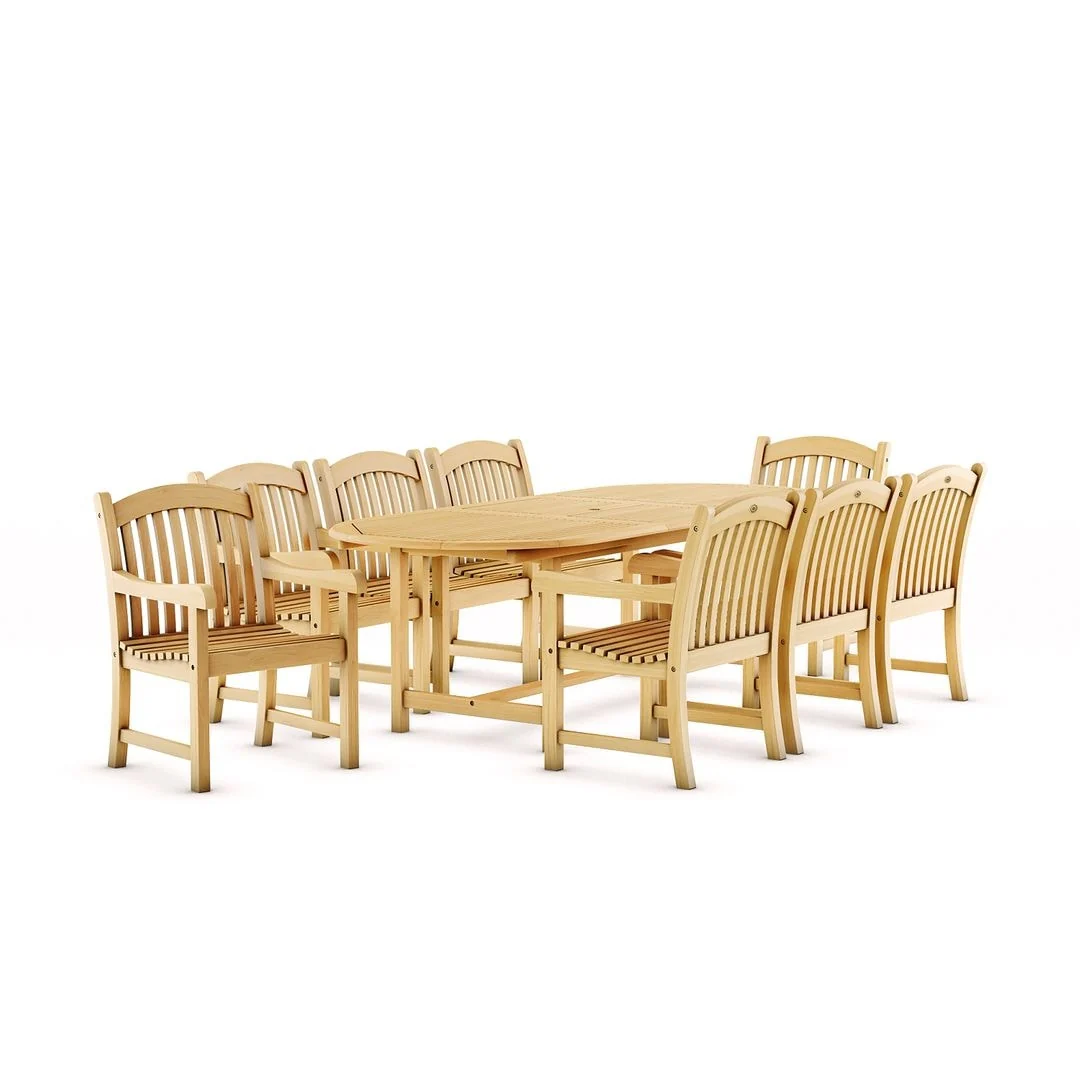 Amazonia 9 Piece Nachue FSC Solid Teak Outdoor Patio Dining Set - 9 Piece