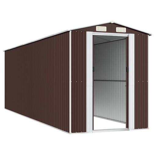 NNEVL Garden Shed Dark Brown 192x606x223 cm Galvanised Steel