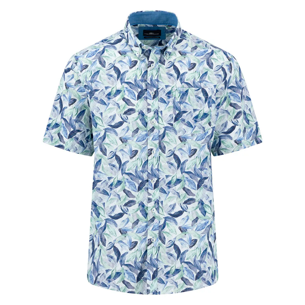 Fynch Hatton Summer Poplin Print short sleeve shirt