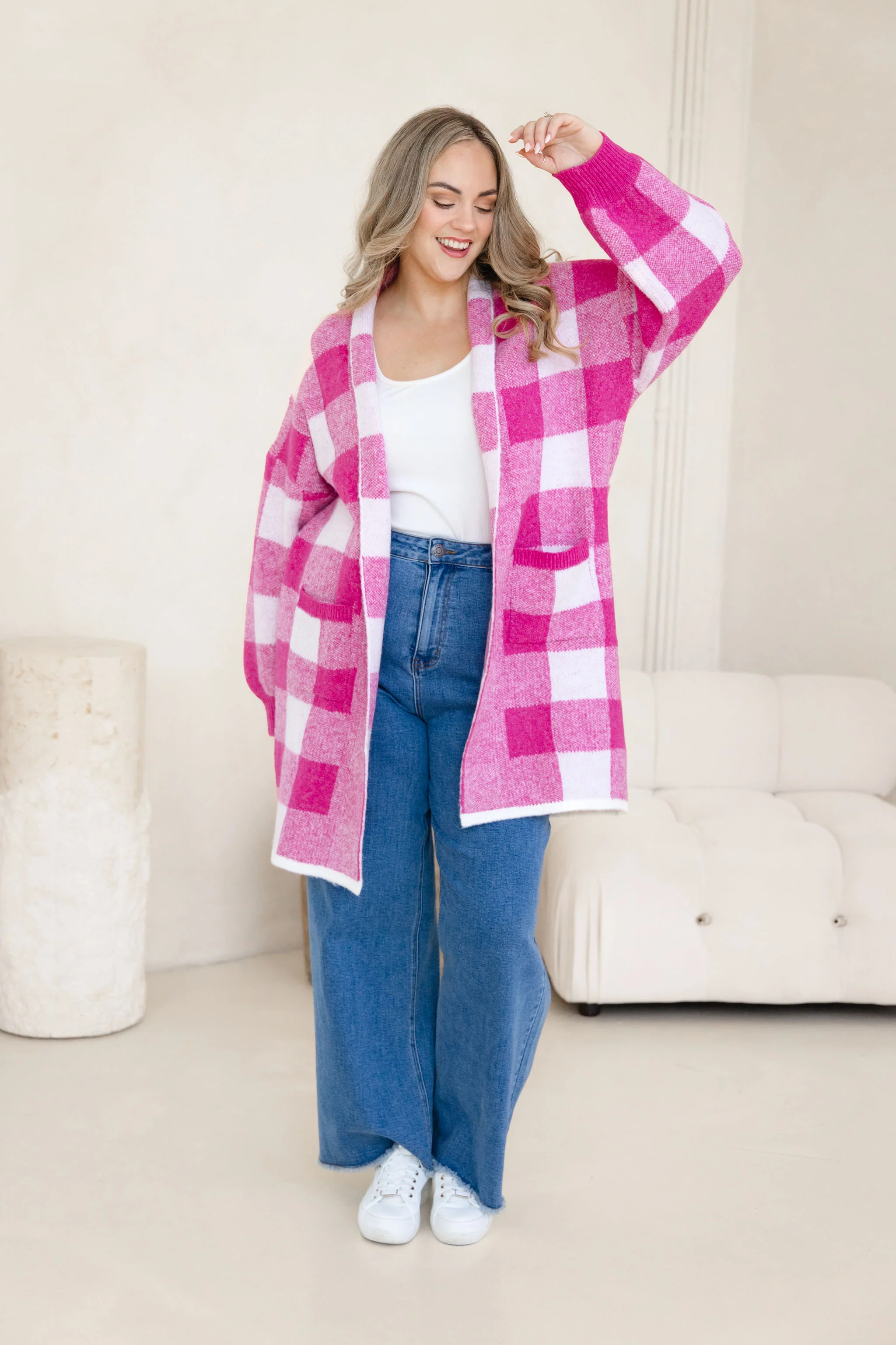 Hampton Knit in Pink Gingham