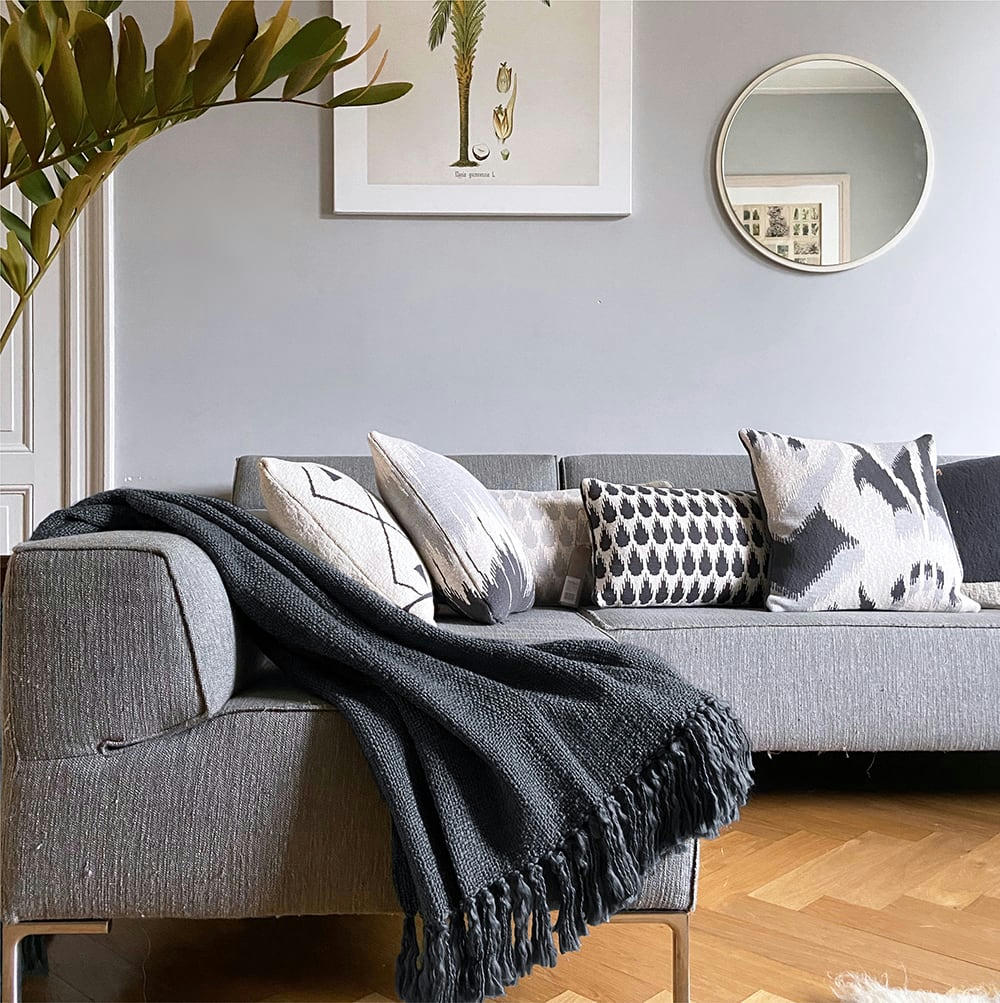 SOLID - Plaid uni gris anthracite 125x150