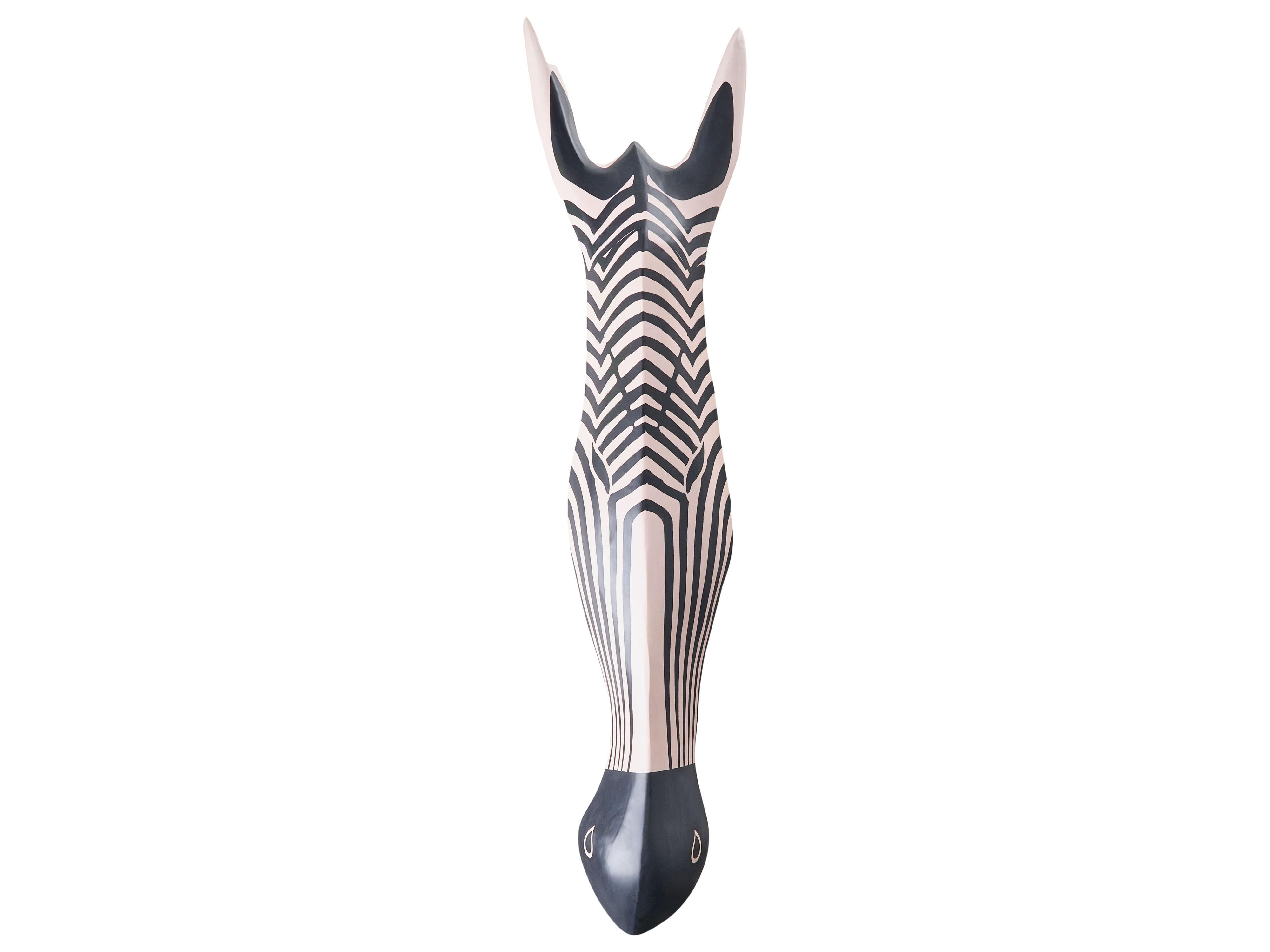 Wall Decor Zebra GBOKO Mango Wood 80 cm Black/ White
