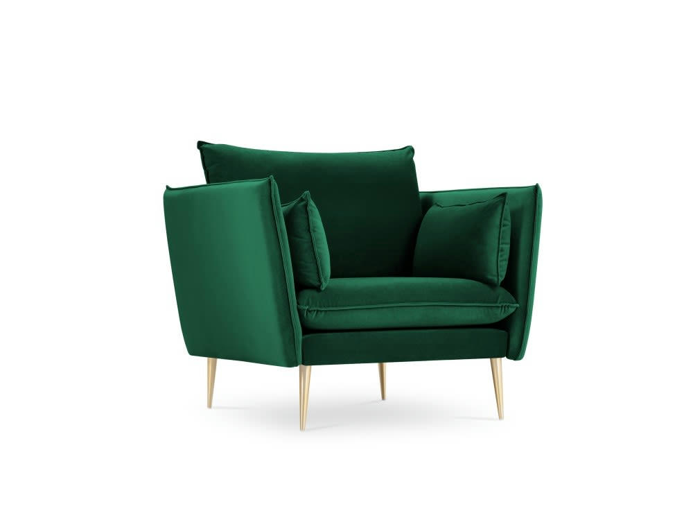 AGATE - Fauteuil en velours vert bouteille