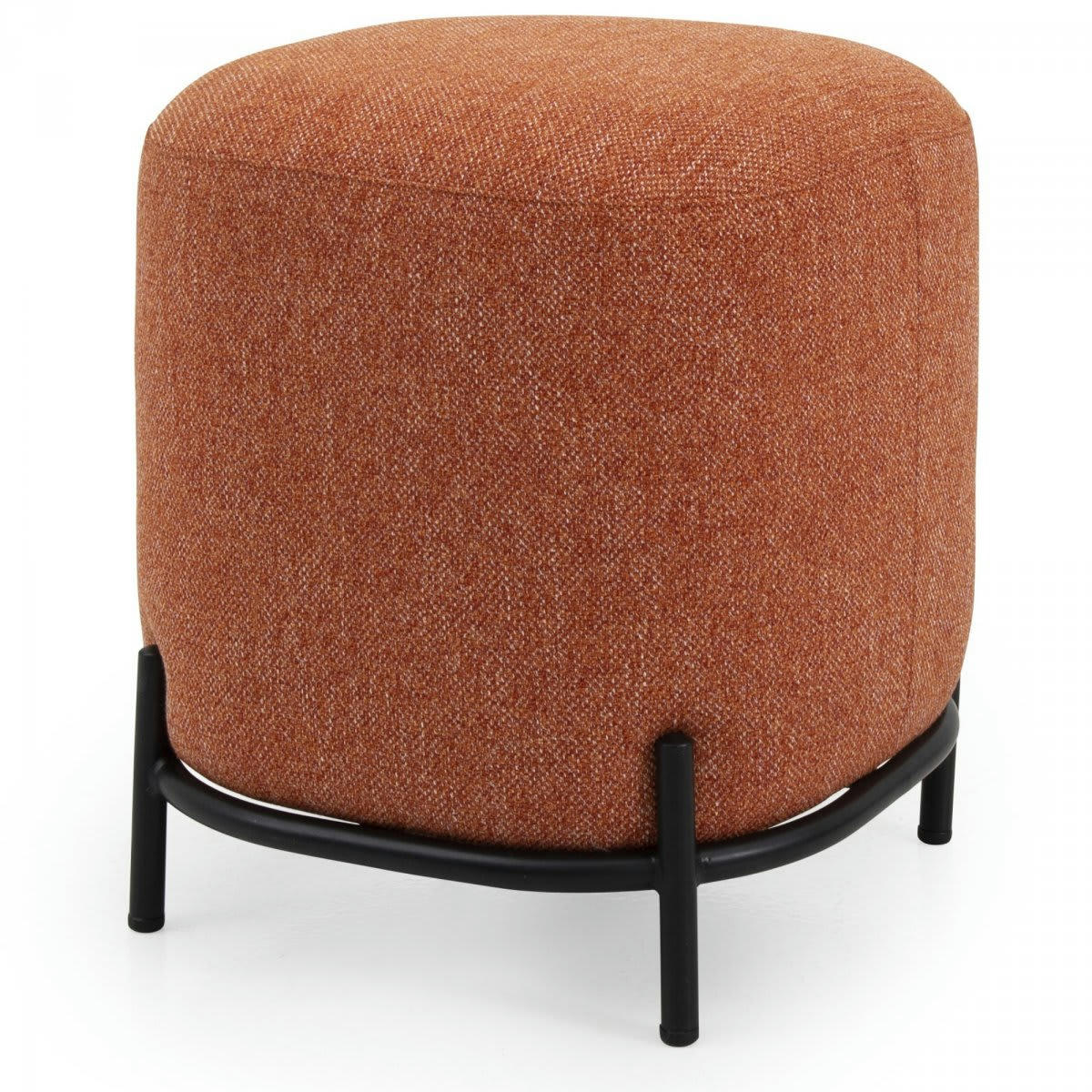 FOLIO - Pouf rond en tissu pieds métal orange