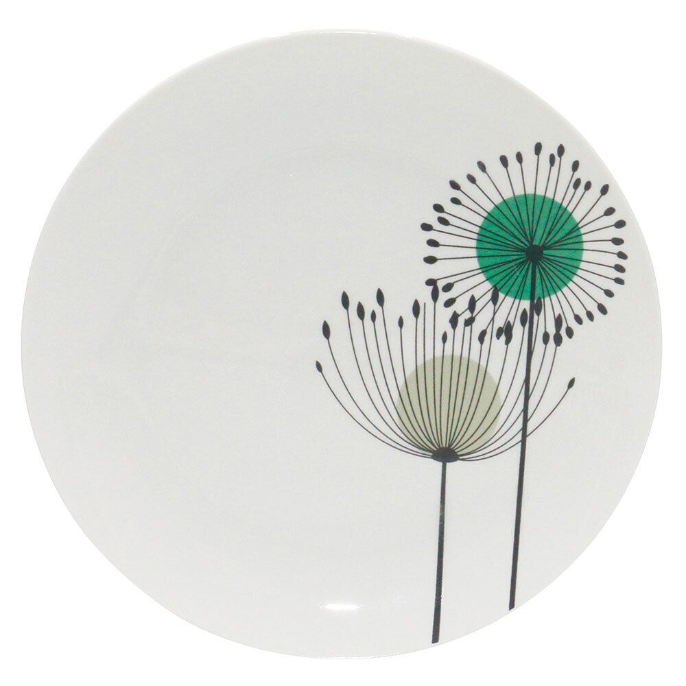 Assiette à dessert ronde blanche fleur pissenlit Ø19cm