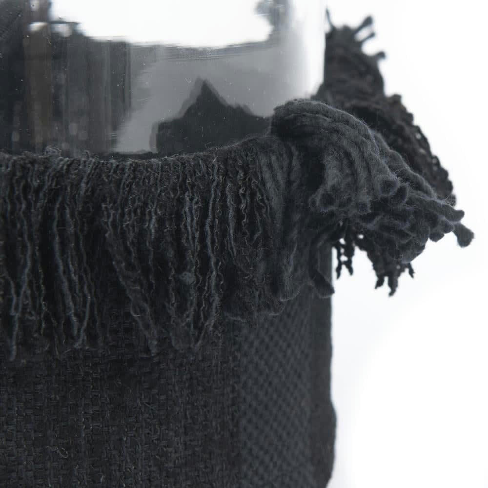 OH MY GEE - Bougeoir en verre et velour noir 15x25