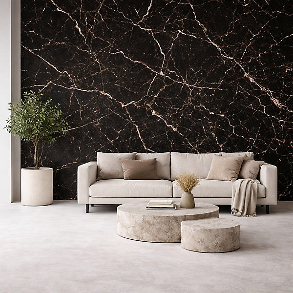 Panneau décoratif en grès cérame effet marbre, lot de 6 pièces, revêtement mural PVC 4,3 m², finition UV, 120x60 cm, marbre noir