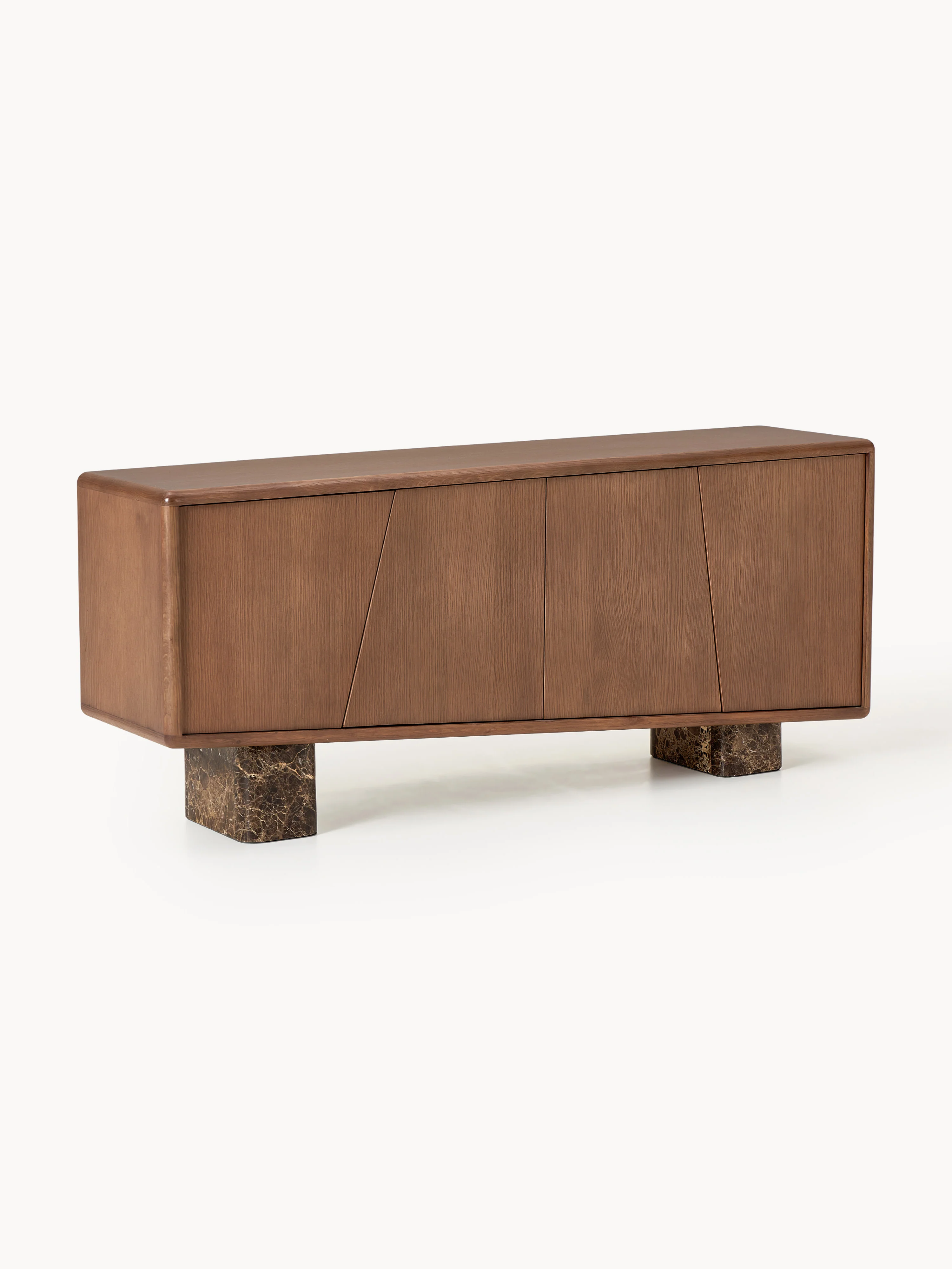 Holz-Sideboard Tundra mit Emperador-Marmorbeinen