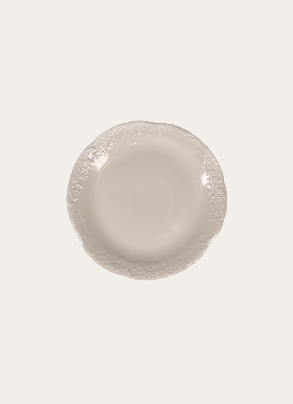 ASSIETTE à DESSERT EN GRÈS ORNEMENTÉ CREME