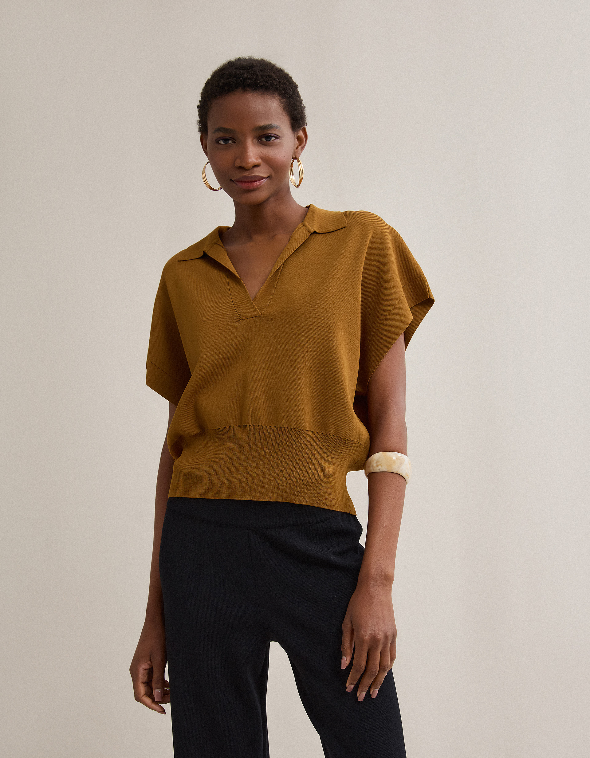 Polo de Malha, Mulher, Bege