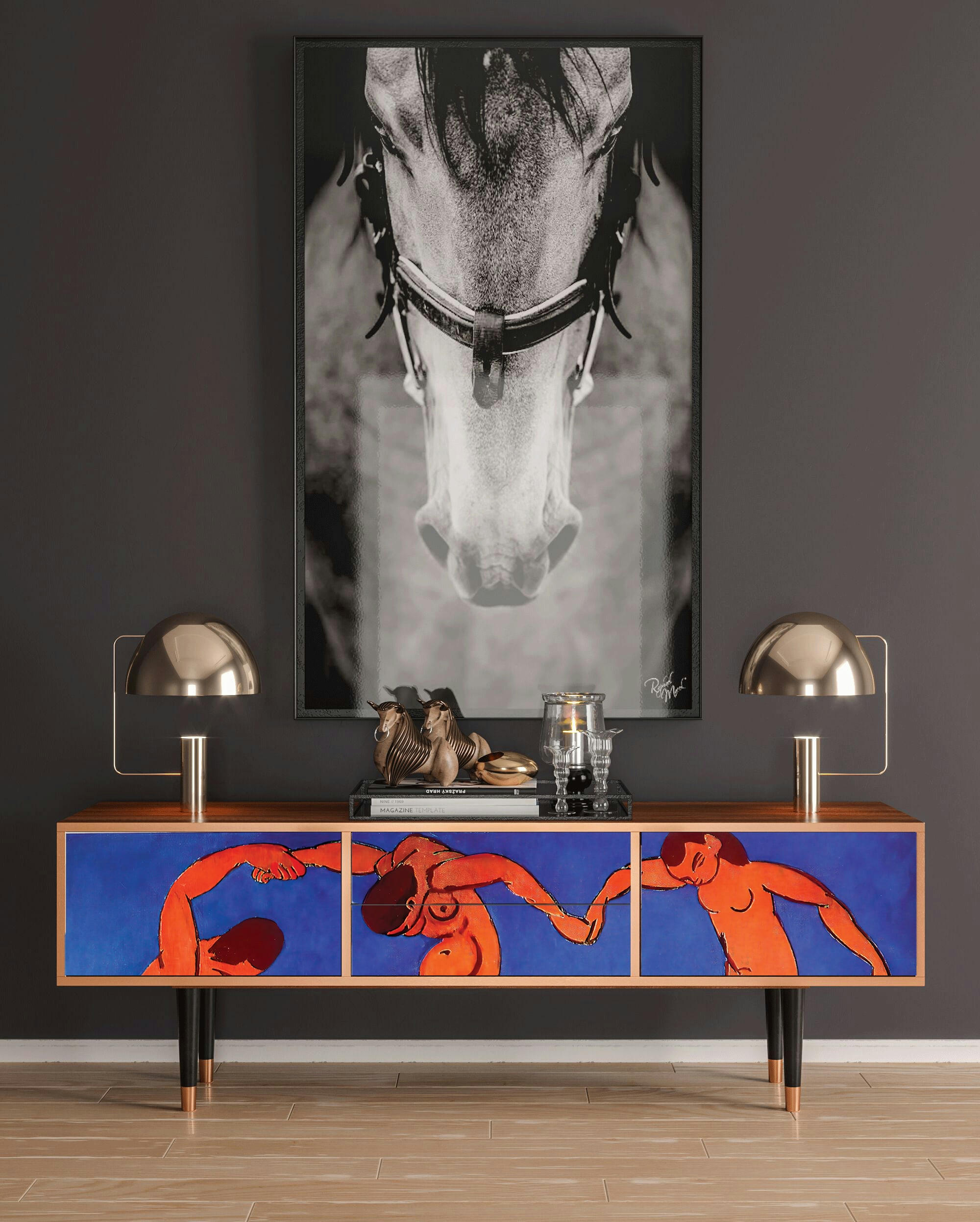 THE DANCE BY HENRI MATISSE - Meuble TV  multicolore 2 tiroirs et 2 portes L 170 cm