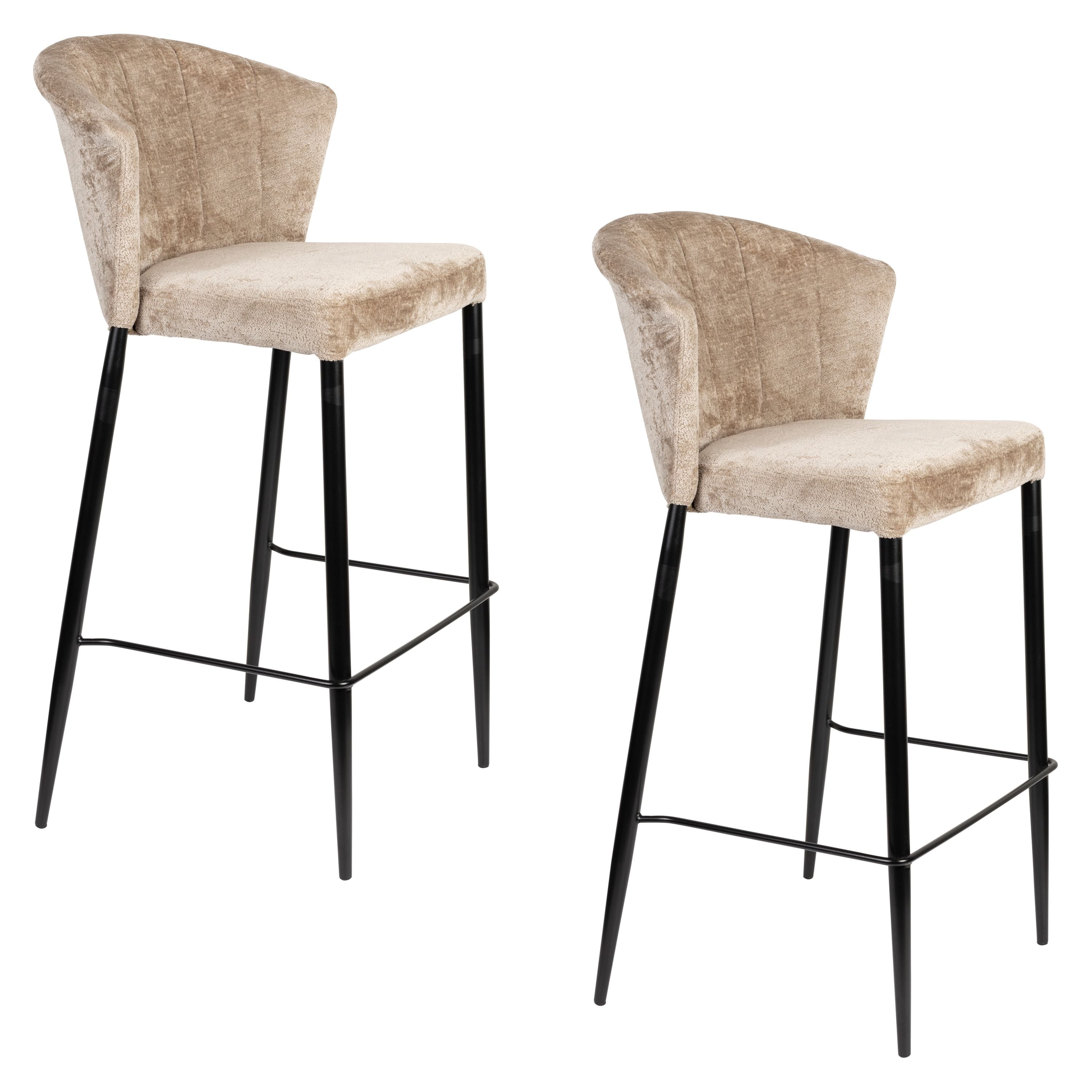 Dutchbone Georgia Barkrukken rugleuning 73 cm Taupe - Set van 2