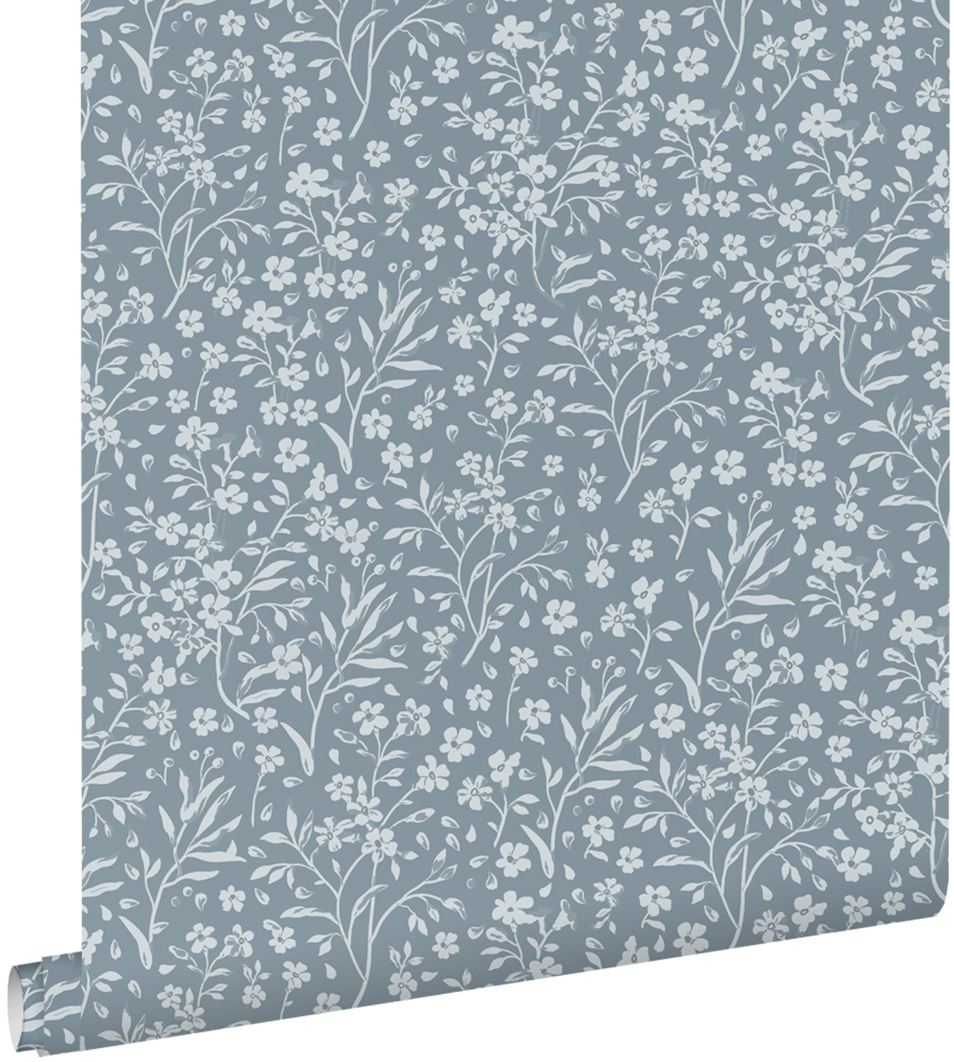ESTAhome behang bloemetjes vergrijsd blauw - 53 cm x 10.05 m - 139885