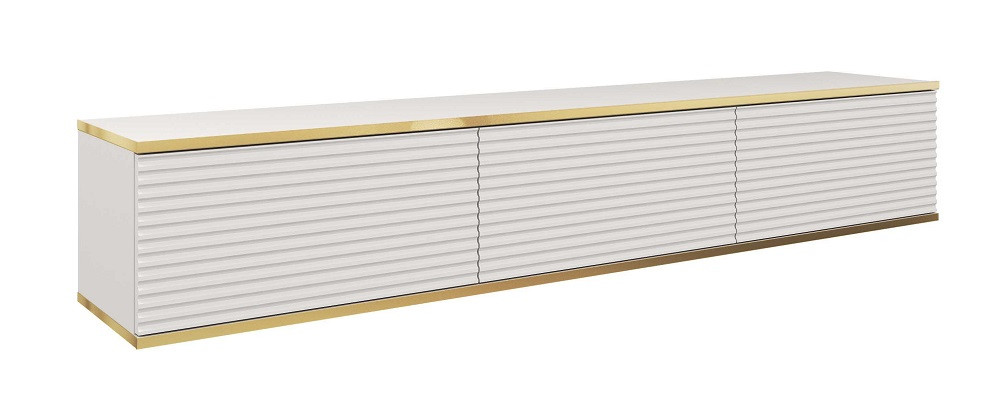 Szafka rtv POLO wisząca mdf ryflowany 175 cm - biała