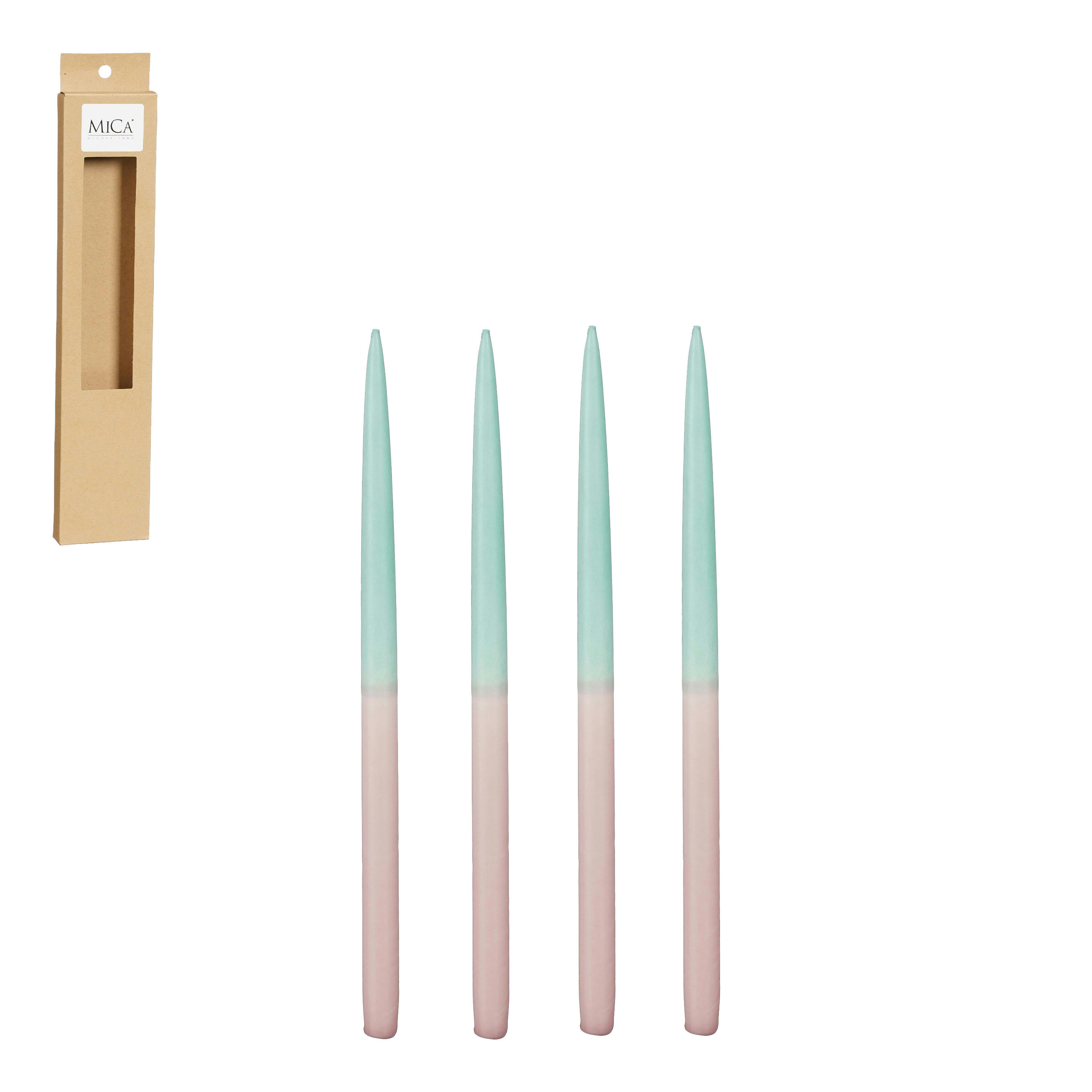 DIP-DYE - Lot de 4 bougies longue rose foncé