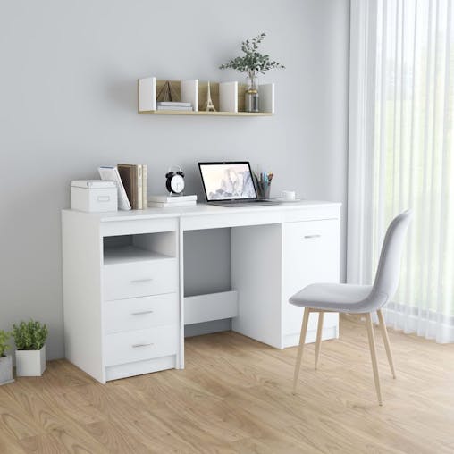 NNEVL Desk White 140x50x76 cm Engineered Wood