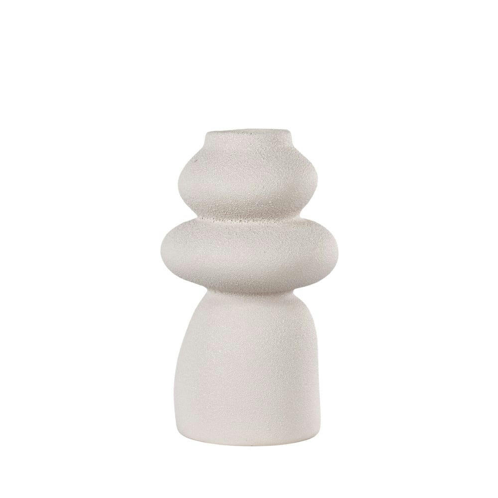 NOSARA - Vase de forme organique en grès H26,5cm blanc ivoire