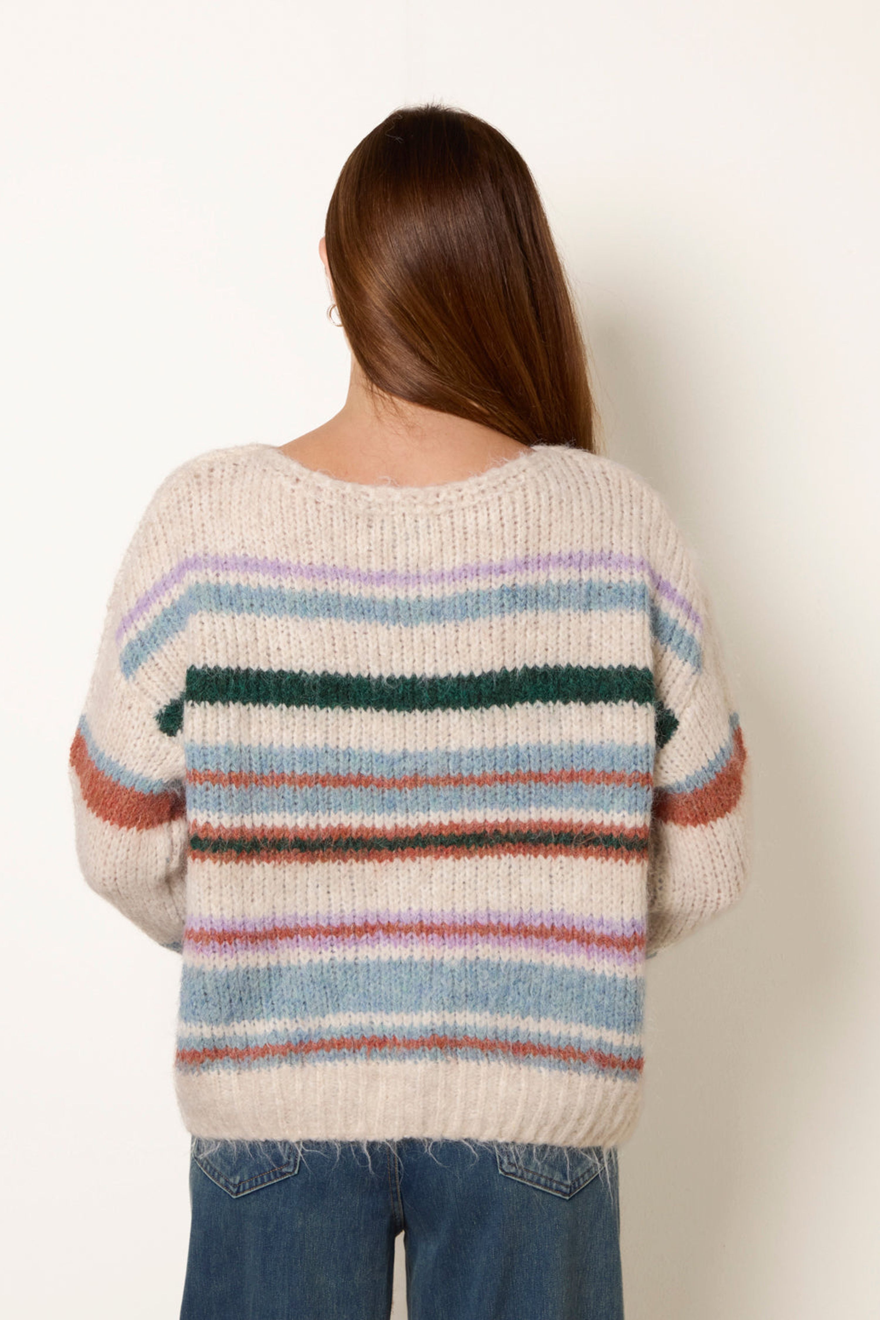 Blue Vanilla Ivory Striped Long Sleeve Jumper