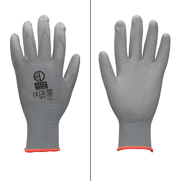 48 Paires de Gants de Travail en PU - Taille 7-S - Couleur Gris - élastique - Protection Usages Multiples