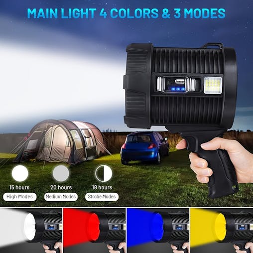 NNETM Solar Rechargeable LED Spotlight 800 Lumens 6 Modes