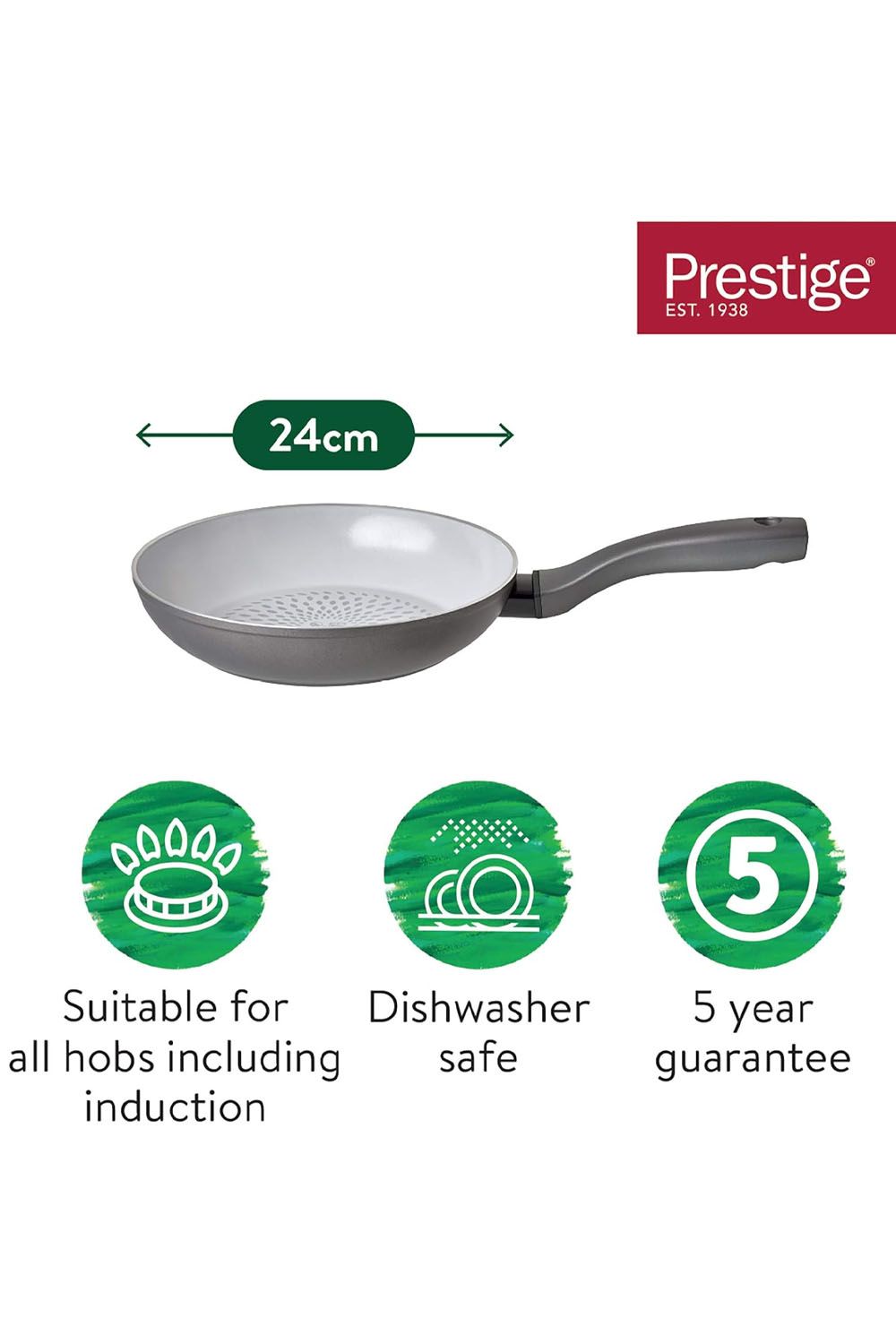 Meyer Prestige Earth Pan Ceramic Non Stick Frying Pan 24cm - Grey