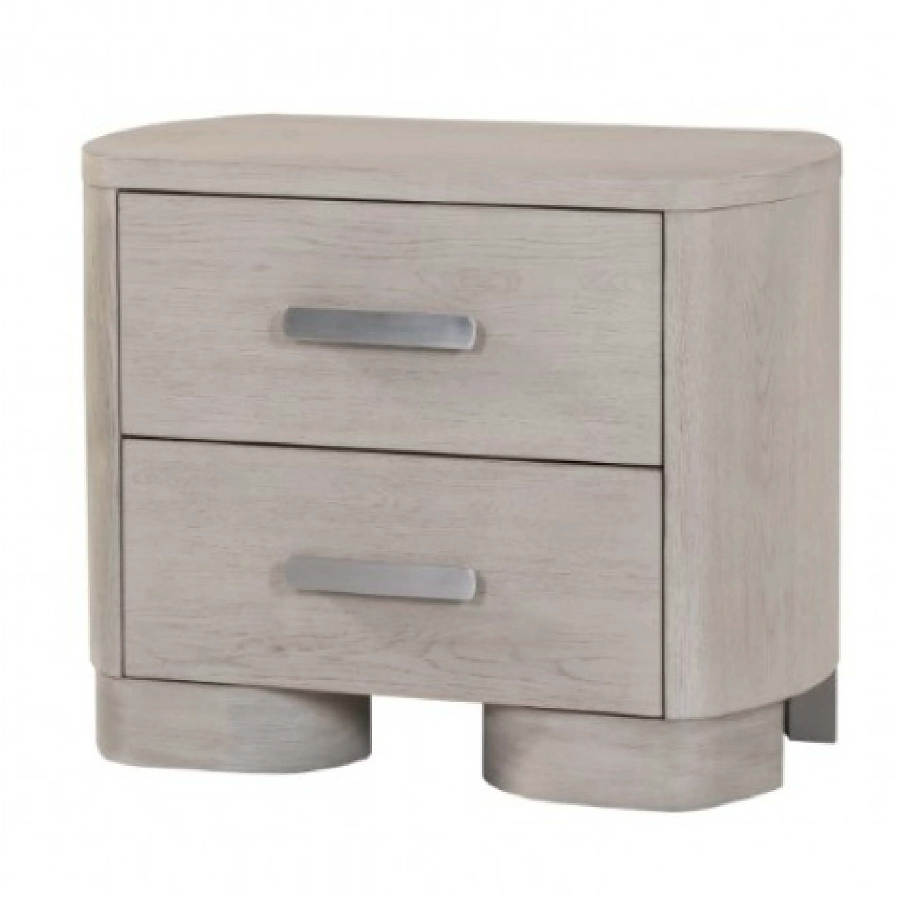 Celly Nightstand with USB Ports and 2 Drawers, Modern White Oak Wood