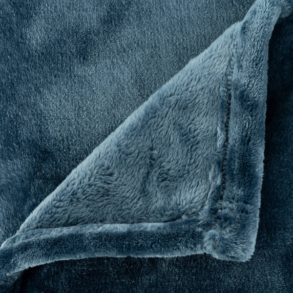 Koc flanelowy 180x230 cm BETANI niebieski ciemny