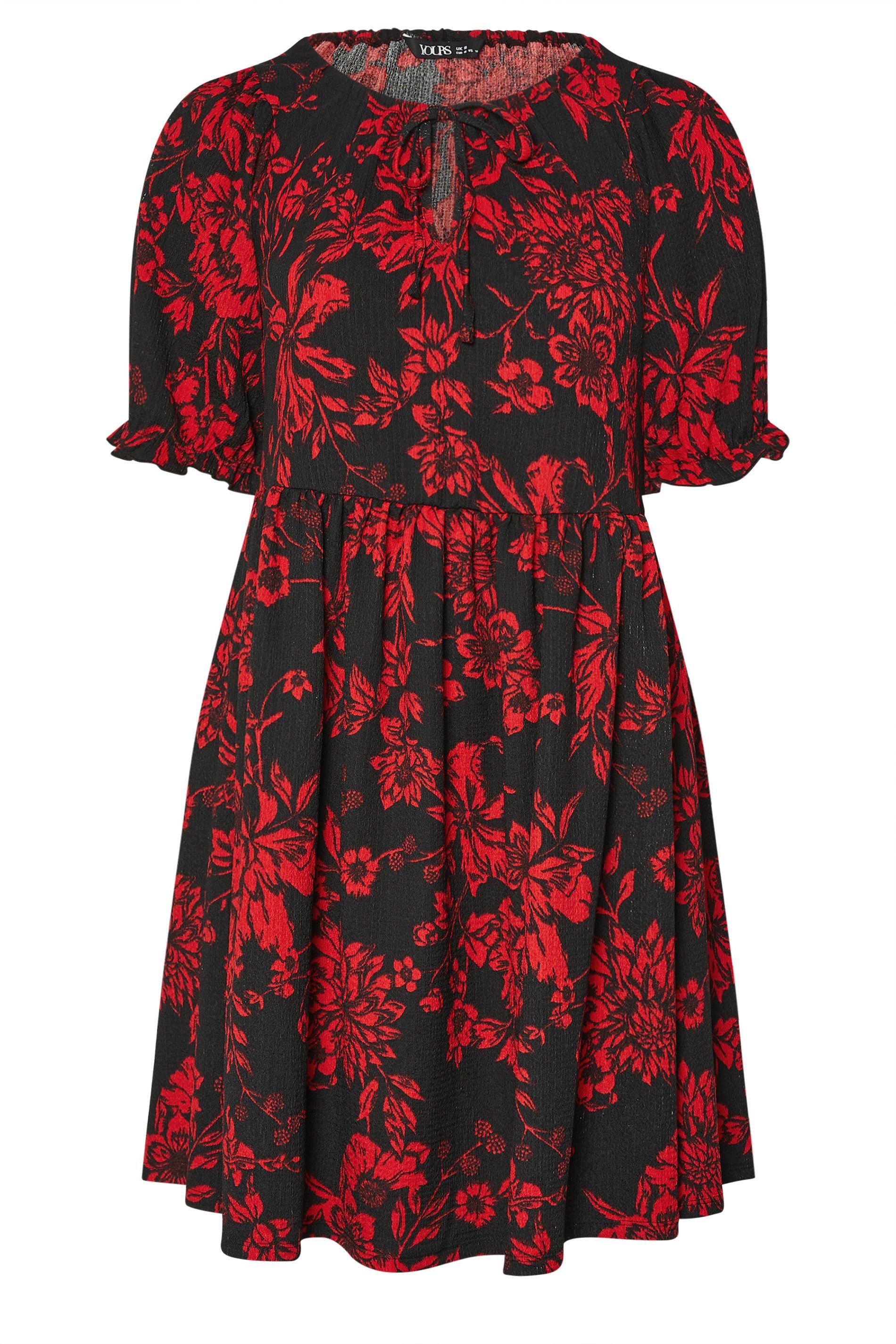 Yours Floral Tie Neck Mini Dress
