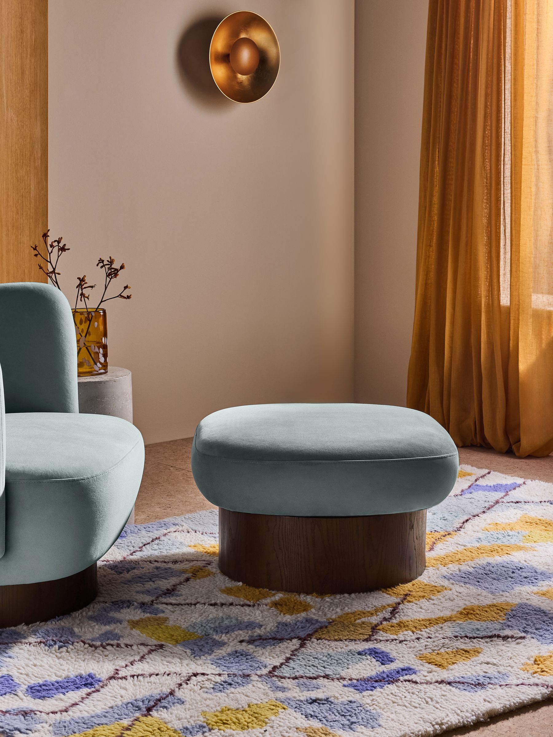 Novara Storage Footstool in Steel Grey Blue