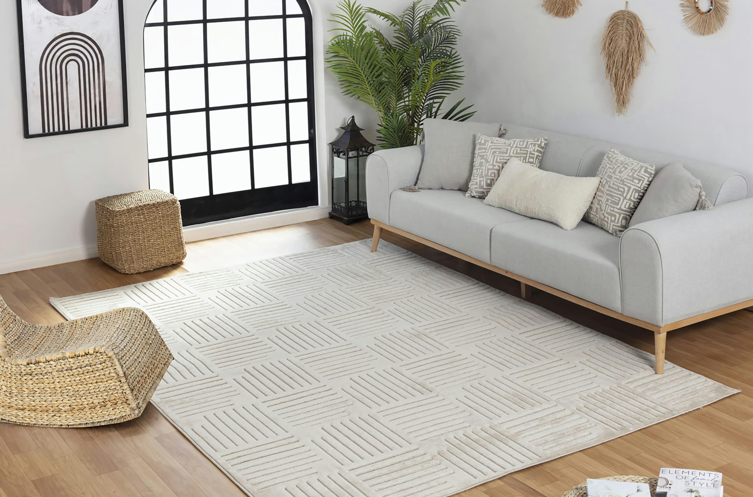 MIDORI - Tapis d'Intérieur/d'Extérieur Hygge Beige 80x150