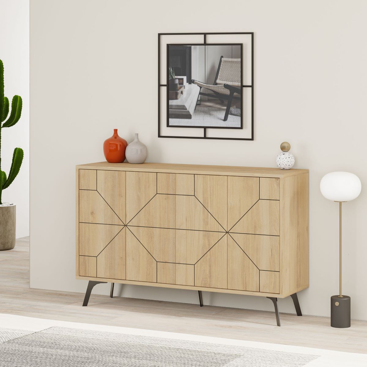 Calicosy - Dressoir met 4 deuren DUNE - B123 cm - Eikenlook