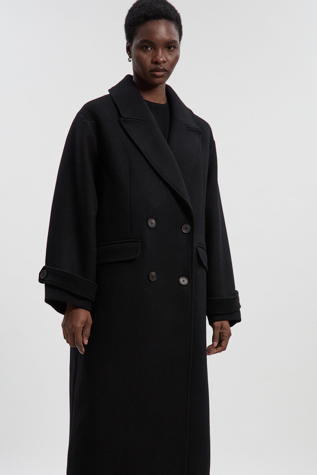 KarenMillen Wool Oversized Double Breasted Tailored Midi Coat