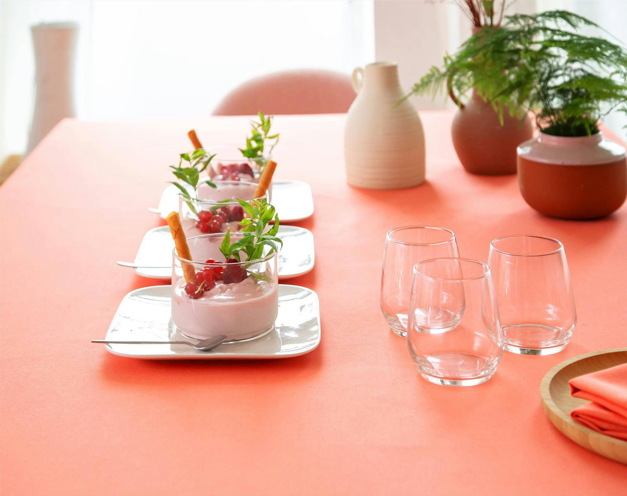 LONA - Nappe 150x300 orange corail en coton