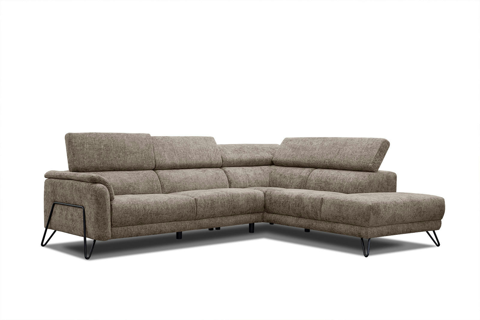 RODEN - Canapé d'angle droit 5 places tissu beige foncé